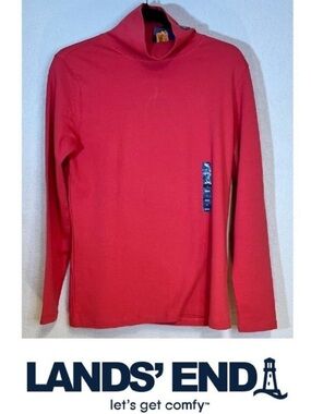 NWT Lands' End Red Claret Misses Size S 6-8 100% Cotton Turtleneck